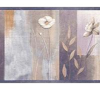 Dundee Deco Carta da parati adesiva DDAZBD9029 con motivo geometrico argento, viola, fiori viola, forme da parete, design retrò, 4,57 m x 17,78 cm, autoadesivo