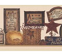 Dundee Deco DDAZBD9172 - Carta da parati con bordo in stile retrò, 4,57 m x 17,78 cm, autoadesiva