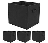 DuneDesign 4 Contenitori per Kallax - 33x38x33 Scatole in Tessuto con Maniglia - Cubo pieghevole