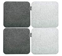 DuneDesign 4 Cuscini di Feltro per Sedie 35x35cm Quadrato 8mm Bicolore Grigio