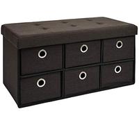 DuneDesign Ottomana Pieghevole 76x38x38cm incl 6 cassetti 80L Panca Contenitore Cassapanca Imbottita Marrone Scuro