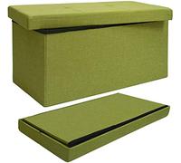 DuneDesign Panca Contenitore 76x38x38cm 80L Pieghevole Imbottita Verde Chiaro