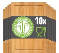 DuneDesign Set di 10 Taglieri in Legno 22x15 - Tagliere Compatto per Antipasti, Aperitivi, Stuzzichini - Vassoi Rustici per Cucina, Servizio in Tavola, Bar e Catering - Mini Asse da Portata Decorativa