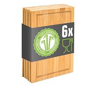 DuneDesign Set di 6 Taglieri in Legno 22x15 - Tagliere Compatto per Antipasti, Aperitivi, Stuzzichini - Vassoi Rustici per Cucina, Servizio in Tavola, Bar e Catering - Mini Asse da Portata Decorativa