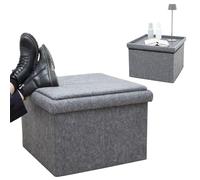 DuneDesign Sgabello per divano 3 in 1, con vano portaoggetti e vassoio, 56 x 56 x 40 cm, in feltro, per poltrona, cassapanca con spazio di archiviazione, pieghevole, con coperchio, colore: grigio