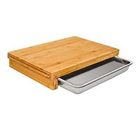 DuneDesign Tagliere XL di Bambù con Cassetto in Acciaio Inox - 51x37 - Tagliere Professionale Legno
