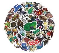 Dungeons and Dragons Adesivi 50 pezzi Cartoon Game Stickers per computer portatile, moto, bicicletta, telefono, skateboard, auto, impermeabile, in vinile graffiti adesivi per ragazzi e bambini