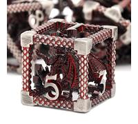 Dungeons and Dragons - Dadi DND, in metallo, set di dadi da gioco HNCCESG, con drago 3D, D&D, dadi poliedrici per Pathfinder MTG RPG DND Dice Set W20 W12 W10 W8 W6 W4 (rosso sangue 3D)