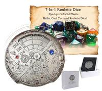 Dungeons and Dragons Dice Set, Hollow Metal 7-in-1 Roulette D&D DND Dice D4, D6, D8, D10, D12, D20 e D% per i giochi di ruolo