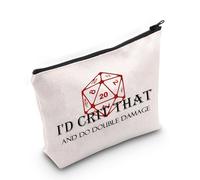 Dungeons D20 Dice Makeup Bag I'd Crit That and Do Double Damage RPG Gamer Inspired Gift DM Travel Case Dungeon, Lo criticherei e farei un doppio danno