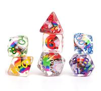 Dungeons & Dragons: Dice Set - Progress Pride - 7-Piece, Polyhedral, RPG, Clear
