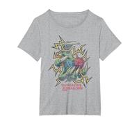 Dungeons & Dragons High Roller Maglietta, Donna Plus-Size, Grigio Melange, 5X