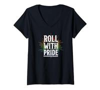 Dungeons & Dragons Roll With Pride Neon D20 Die Maglietta con Collo a V