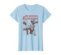 Dungeons & Dragons Striking Dragon Maglietta, Donna, Celeste, XL