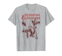 Dungeons & Dragons Striking Dragon Maglietta, Uomo, Grigio Melange, XL