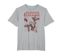 Dungeons & Dragons Striking Dragon Maglietta, Uomo Taglie Grandi, Grigio Melange, 4X Tall