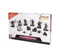 Dungeons & Lasers Dwarven Miners DND Miniature Set - Set di 6 modelli con accessori - Compatibile 5e scala 28-32mm - Montaggio e verniciatura richiesti - per 14 anni +