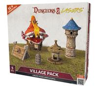 Dungeons & Lasers: Village Pack Expansion Set - 5 pezzi Terrain Pack - Terrain RPG Terrain per giochi da tavolo compatibili DND e 5E - Non verniciato e smontato - Età 14+
