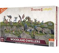 Dungeons & Lasers: Woodland Dwellers - Set di 30 miniature con basi panoramiche - Set di statuette DND per giochi di ruolo da tavolo 5E compatibili, non verniciate e smontate, età 14+