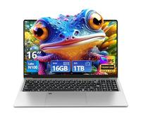 DUNHOO Computer portatile da gioco, laptop N100 da 16 pollici, laptop fino a 3,4 GHz, 16 GB DDR5 1 TB SSD Laptop Computer, sblocco impronte digitali, tastiera retroilluminata, display Full HD
