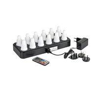 Duni Led Set Flex - 12 Candele led RGB+W (Colore + Bianco Caldo) con Base di Ricarica a Induzione e Telecomando