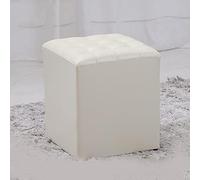 Dunki Poggiapiedi quadrato con morbida pelle, per adulti, impilabile, per soggiorno, poggiapiedi, portatile, imbottito, per casa, camera da letto, bianco Atene, 32 x 32 x 38 cm (arancione, 35 x 35 x
