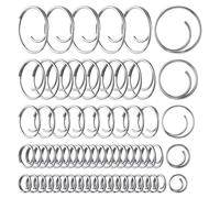 Dunkive Kit di 66 anelli in acciaio inox di 5 misure, resistenti anelli divisi in acciaio inossidabile 316, sicuri formati popolari di perni a forcella, hardware marino in acciaio inossidabile per