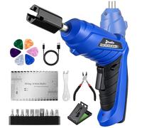 Dunkive Set di strumenti per chitarra, avvolgicorda elettrico ricaricabile da 200 giri/min con LED, tagliacorde, righello per calibro azione, estrattore per piroli, 10 punte per cacciavite, 6 plettri