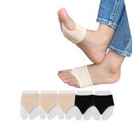 DUNKOING Calzini da donna aperti sulla punta aperta, per bikini, sandali, ciabatte, per metà avampiede, infradito e zoccoli 5-9, 3beige2nero, 5-9