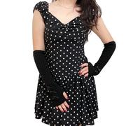 DUNKOING Carino Y2K Manicotti Kawaii Lavorato A Maglia Scaldamuscoli Lunghi Giapponesi Harajuku Goth Manica Senza Dita per Donne Ragazze, Fiocco nero, Prossoefinito