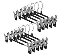 Dunkwckore 10 Pezzi Grucce Pantaloni, Grucce in Metallo con Pinze Regolabili, Appendiabiti Pantaloni, Grucce Gonne da Armadio con 2 Clip Antiscivolo Salvaspazio per Gonne Pantaloni e Sciarpe, Nero