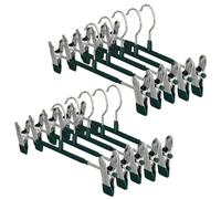 Dunkwckore 10 Pezzi Grucce Pantaloni, Grucce in Metallo con Pinze Regolabili, Appendiabiti Pantaloni, Grucce Gonne da Armadio con 2 Clip Antiscivolo Salvaspazio per Gonne Pantaloni e Sciarpe, Verde