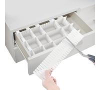 Dunkwckore 16 PCS Divisori per Cassetti, Separatori per Cassetti, 32 × 7 cm Plastica Divisori per Cassetti Regolabili per Bagno Cucina, Ufficio o Camera da Letto Versatili Separatori (Bianco)
