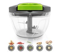 Dunkwckore 520 ml Tritatutto Manuale, Trita Verdure con Tirante a Corda, Mini Tagliaverdure con 3 Lame in Acciaio Inossidabile Cucina, Trita Cipolla Frullatore, Alimenti per Neonati