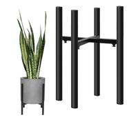 Dunkwckore Porta Piante da Esterno, Portavasi Balcone in Metallo, Supporto Piedistallo Piante Regolabile, Portafiori Moderno per Interni ed Esterni, Colonna Portavaso per Vasi da 20-30 cm, Nero