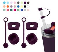 DUNLAGUE Set di 2 tappi in silicone per Stanley Cup 2.0, 850,5 g e 1,134 g, con copertura per cannuccia, colore: prugna