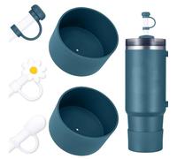 DUNLAGUE Set di coperture per stivali e paglia, 2 pezzi in silicone, 3 tappi di paglia, protezione inferiore per Stanley Quencher H2.0 850,5 g e 1,134 g, abbinamento di colore esatto con Stanley,