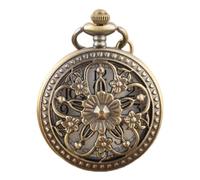 DUnLap Orologio Da Tasca Fiori Bronzo Hollow Hunter Pocketer Orologio da tasca Quarzo Movimento al quarzo Vintage Squisito Lady Gioielli Ciondolo orologio regali Orologio Da Tasca Uomo