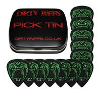 Dunlop, 12 plettri per chitarra, colore nero, 4 di ogni dimensione, in una pratica scatola di latta