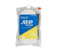 DUNLOP ATP Viper Dry Tennis Overgrip, Bianca, 30 Wheel - Superficie asciutta, Assorbimento a Lunga Durata, aderenza Stabile
