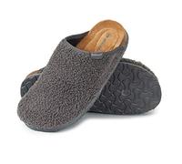DUNLOP Ciabatte Donna, Pantofole Invernali con Pelliccia, Babbucce Antiscivolo con Soletta Memory Foam, Ciabatta da Casa (Grigio, Numeric_37)