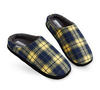 DUNLOP Ciabatte Uomo, Comode Pantofole Invernali Calde Memory Foam, Taglia 41-46, Idea Regalo Compleanno, Ciabatta Da Casa Con Pelo, Originali Babbucce Uomo (Navy/Senape, numeric_44)