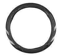 Dunlop Coprivolante per auto, diametro 38 cm, adatto per volanti 37 - 39 cm, impugnatura comoda, antiscivolo, decorazione auto, ecopelle, colore nero/bianco