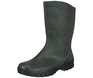 DUNLOP Dee - Stivali di gomma impermeabili per uomo e donna - Stivali da pioggia leggeri - punta morbida - polpaccio largo - PVC - colore verde/nero - taglie 37