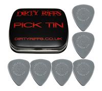Dunlop Delrin Prime Grip - 6 plettri per chitarra, 1,50 mm, in pratica scatola di latta, colore: grigio