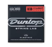DUNLOP - DEN0838 NICKEL PLATED STEEL, EXTRA LIGHT, SET/6, Corde per Chitarra Elettrica in Acciaio Nichelato, Scalatura: 8 - 11 - 16 - 24 - 30 - 38, Set singolo