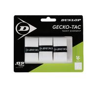 Dunlop Gecko Tac Tennis Overgrip, Bianco, Confezione 3-Pack Blister - Impugnatura appiccicosa, Controllo Sicuro, Sensazione Confortevole