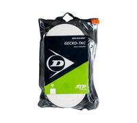 Dunlop Gecko Tac Tennis Overgrip, Bianco, 30 Wheel - Alta appiccicosità, prestazioni durature, controllo della racchetta migliorato