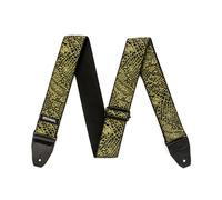 DUNLOP - Tracolla Jacquard Serpentine per Chitarra e Basso con Terminali in Vera Pelle, Regolabile fino a 165 cm, Motivo Verde/Oro (D6724)
