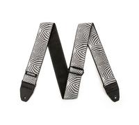 DUNLOP - Tracolla Jacquard Zebra Cadabra per Chitarra e Basso con Terminali in Vera Pelle, Regolabile fino a 165 cm, Motivo Bianco/Nero (D6722)